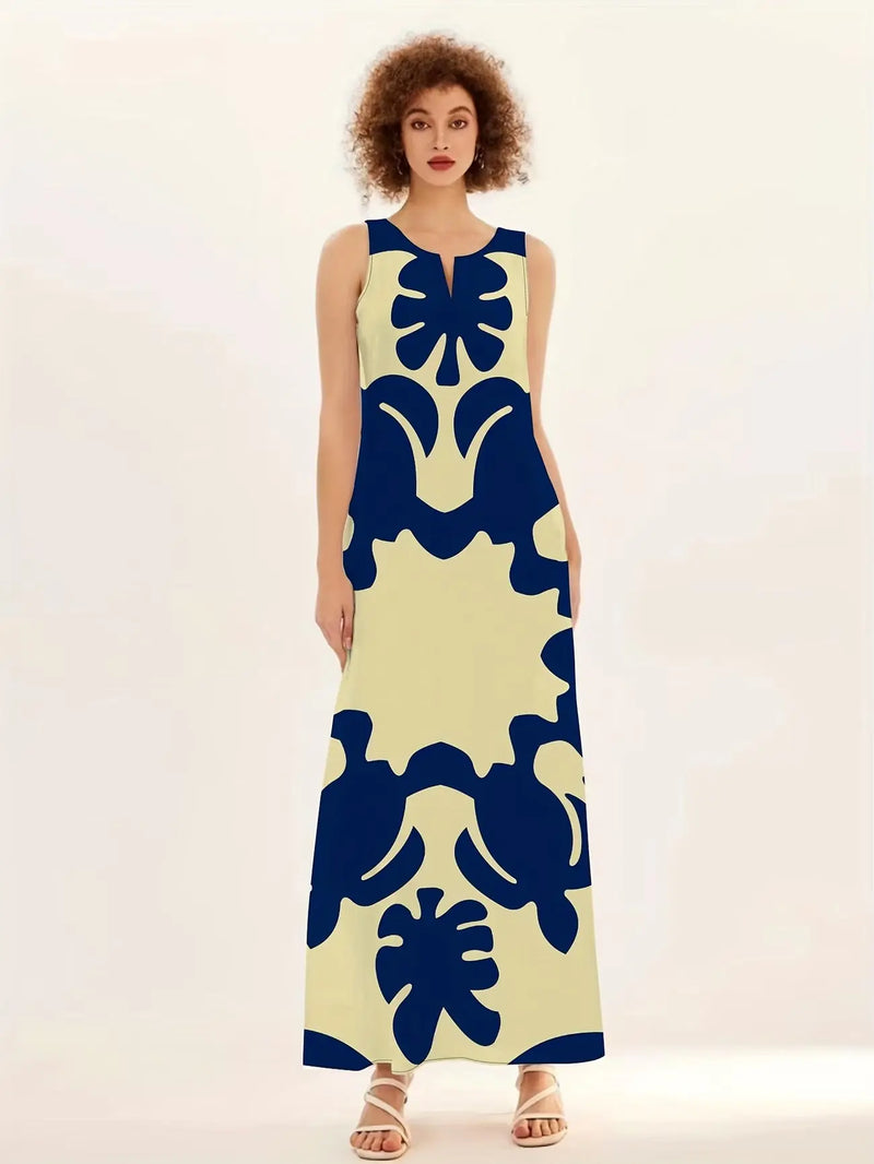 Avenoir French Style Temperament Printed V-neck Printed Long Dress Avenoir