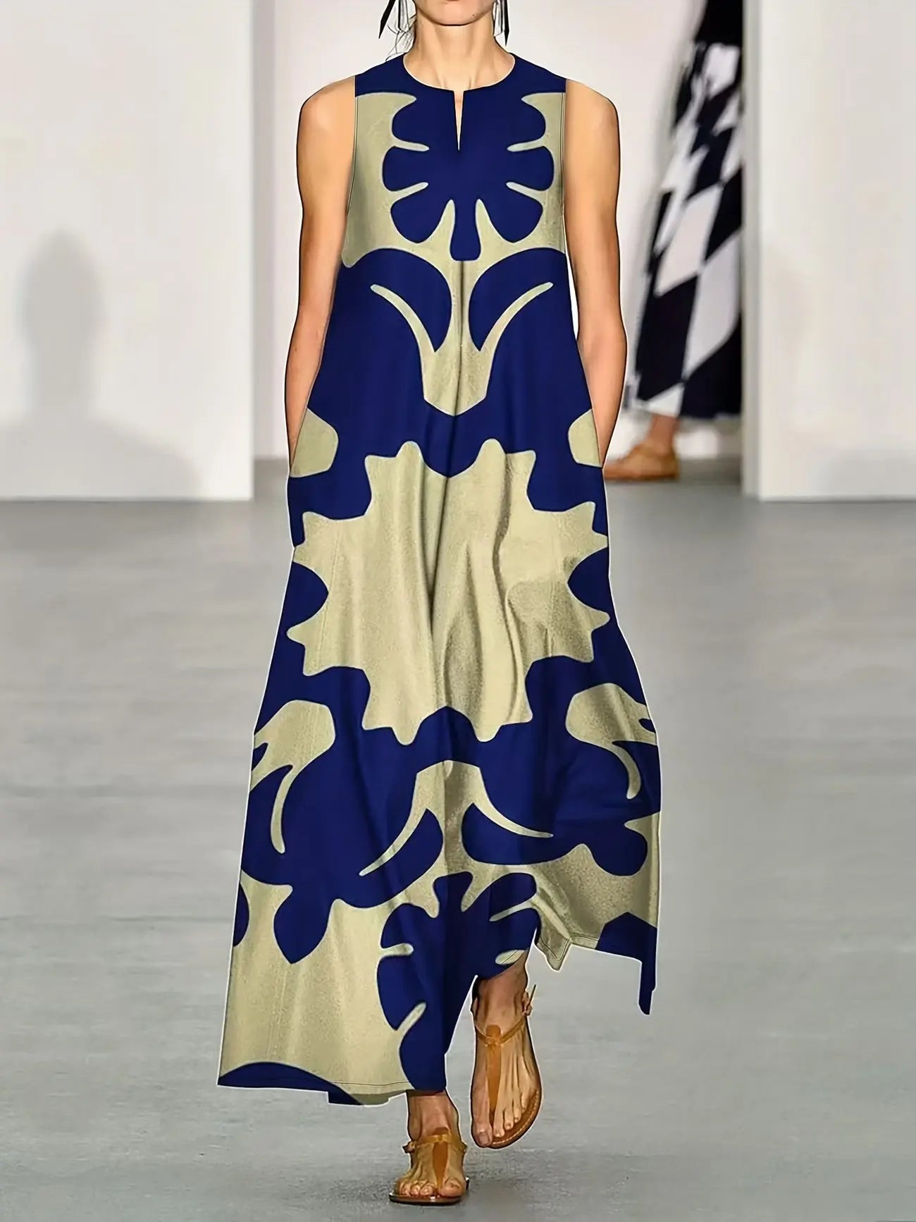 Avenoir French Style Temperament Printed V-neck Printed Long Dress Avenoir