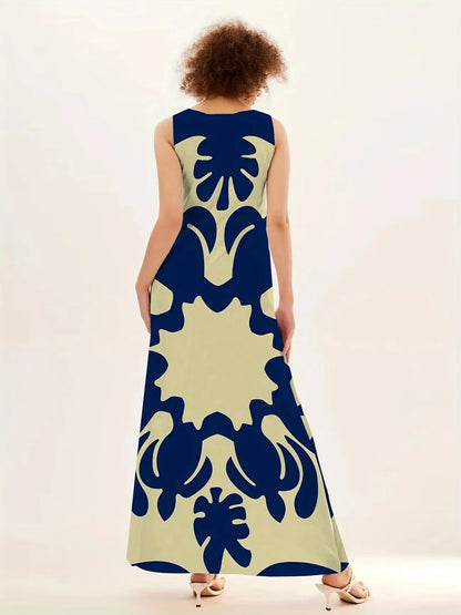 Avenoir French Style Temperament Printed V-neck Printed Long Dress Avenoir