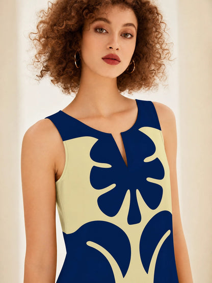 Avenoir French Style Temperament Printed V-neck Printed Long Dress