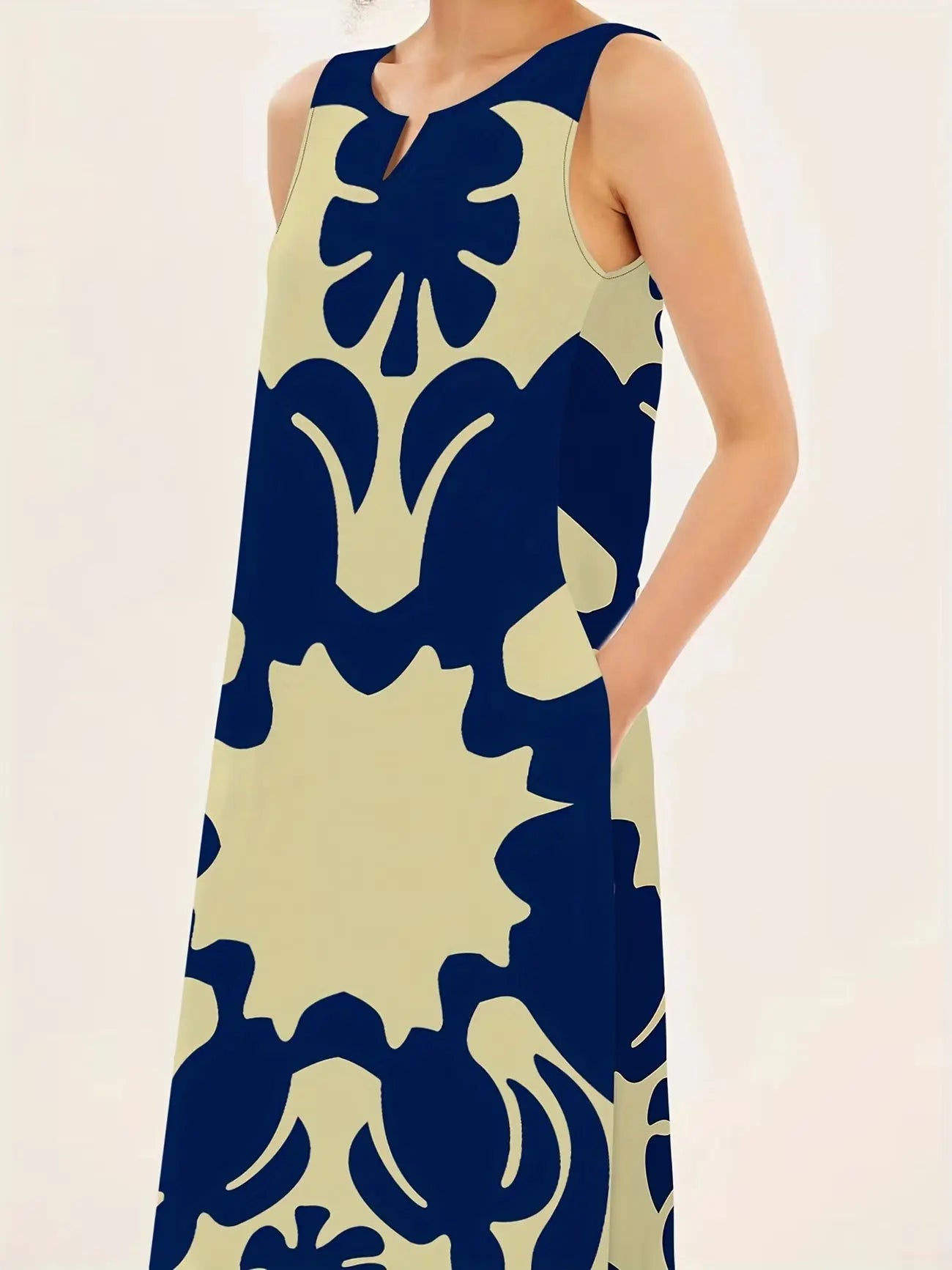 Avenoir French Style Temperament Printed V-neck Printed Long Dress Avenoir