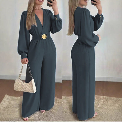 Women's Slim-fit Fashionable Deep V-Neck Jumpsuit Avenoir