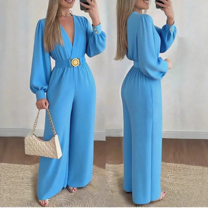 Women's Slim-fit Fashionable Deep V-Neck Jumpsuit Avenoir